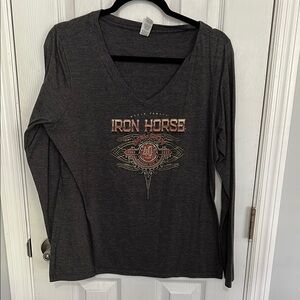 Iron Horse Women's Gray Long Sleeve Top Size Large